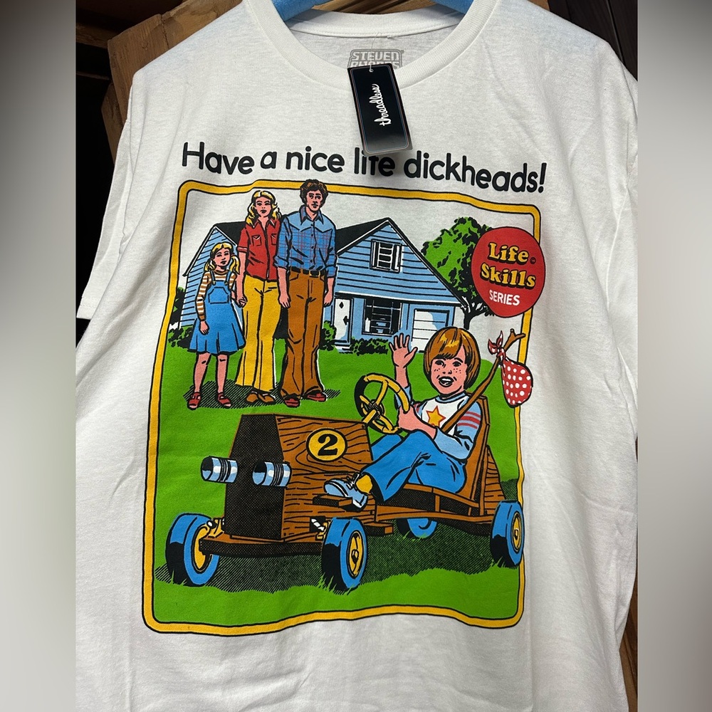 Funny humorous t shirt Have A Nice Life Di#%heads Retro Vintage 70’s look L - Picture 5 of 7